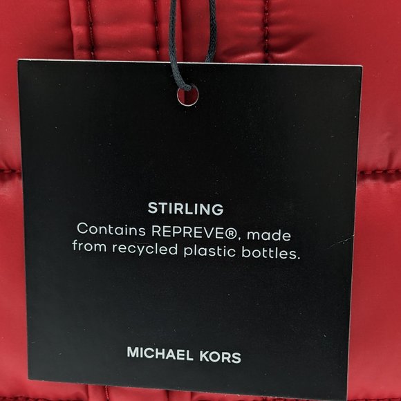 MICHAEL KORS Stirling quilted recycled nylon puffy SMALL tote bag -RED - Picture 12 of 12